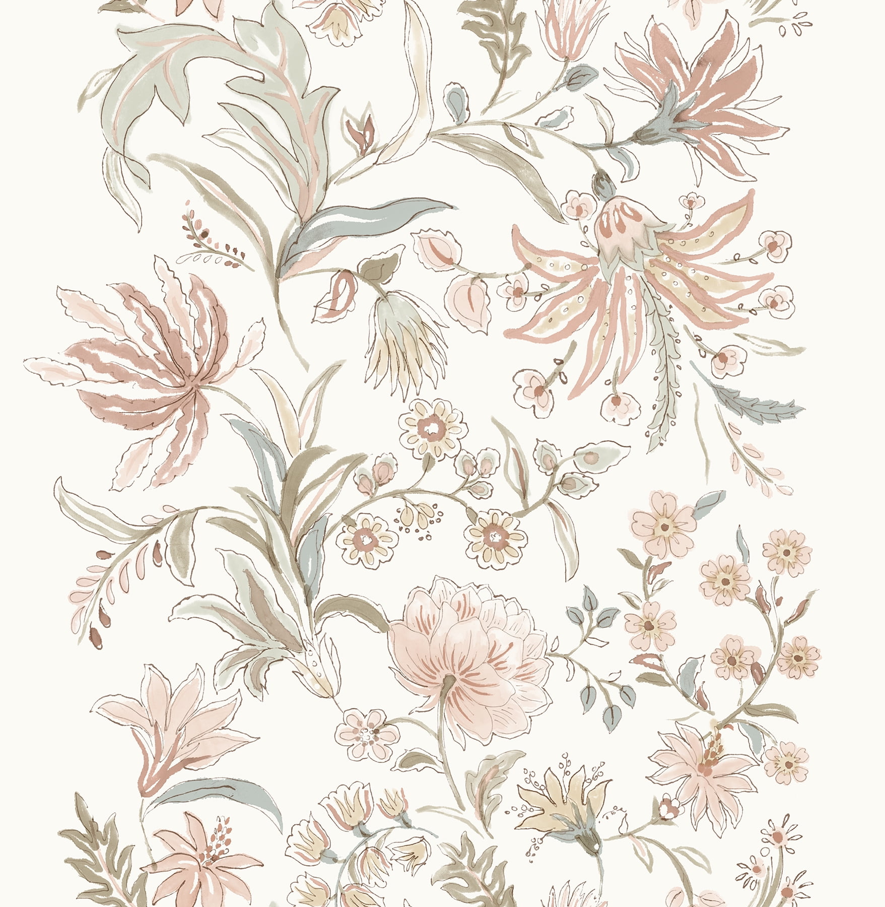 Teonna Light Pink Floral Stripe Non-Woven Wallpaper
