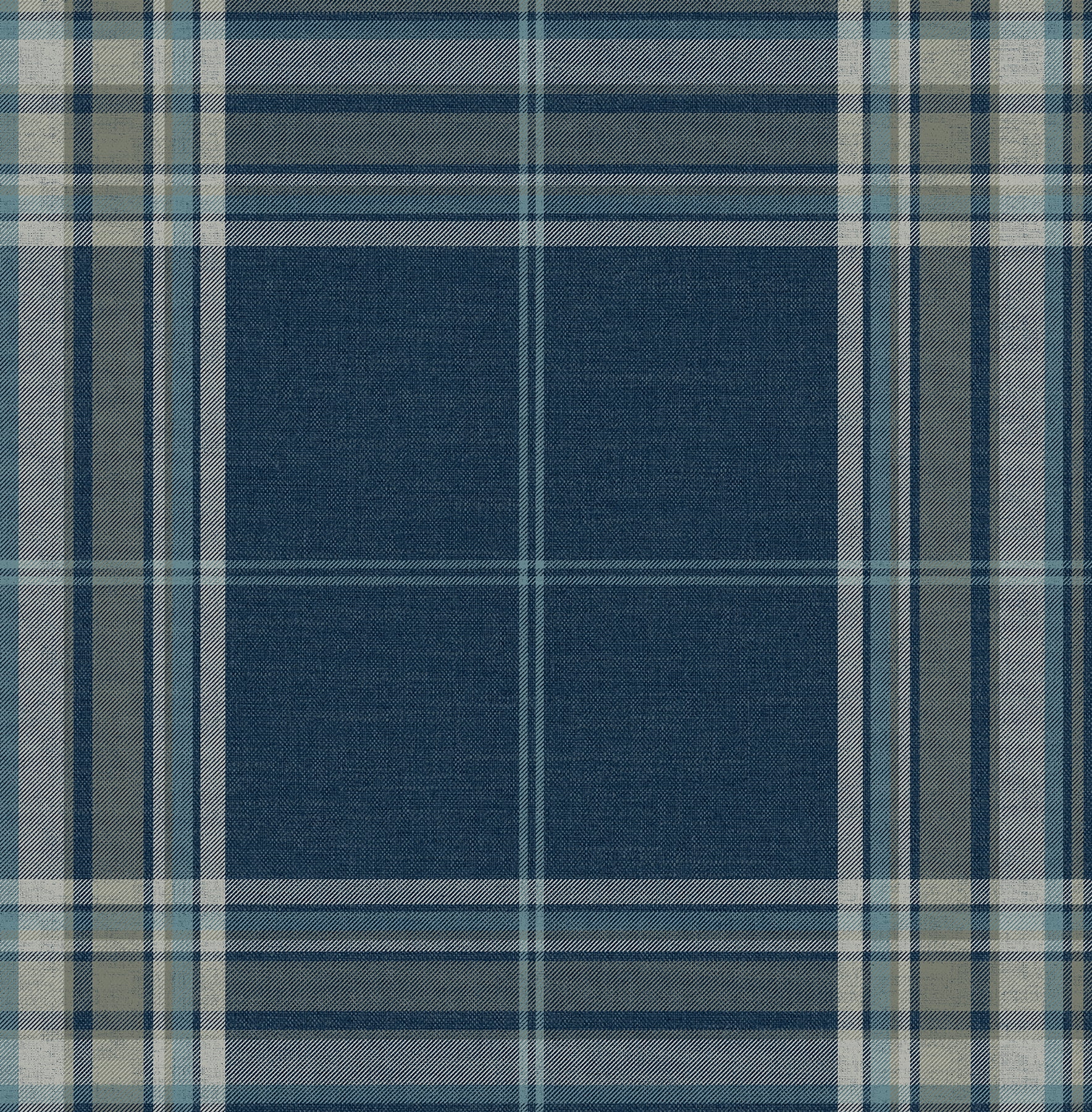 Westley Navy and Light Grey Plaid Non-Woven Wallpaper