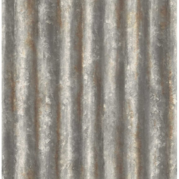 A-Street Prints by Brewster 2701-22333 Reclaimed Corrugated Metal Charcoal Industrial Texture Wallpaper