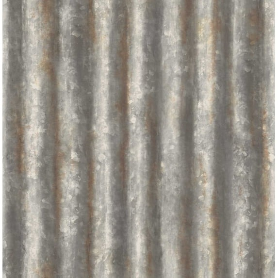 A-Street Prints by Brewster 2701-22333 Reclaimed Corrugated Metal Charcoal Industrial Texture Wallpaper