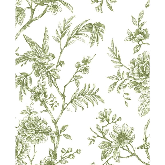 A-Street Prints Jessamine Green Floral Trail Wallpaper
