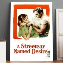 A Streetcar Named Desire Movie Poster Printed on Canvas (5" x 7") Wall Art - High Quality Print, Ready to Hang - For Home Theater, Living Room, Bedroom Decor