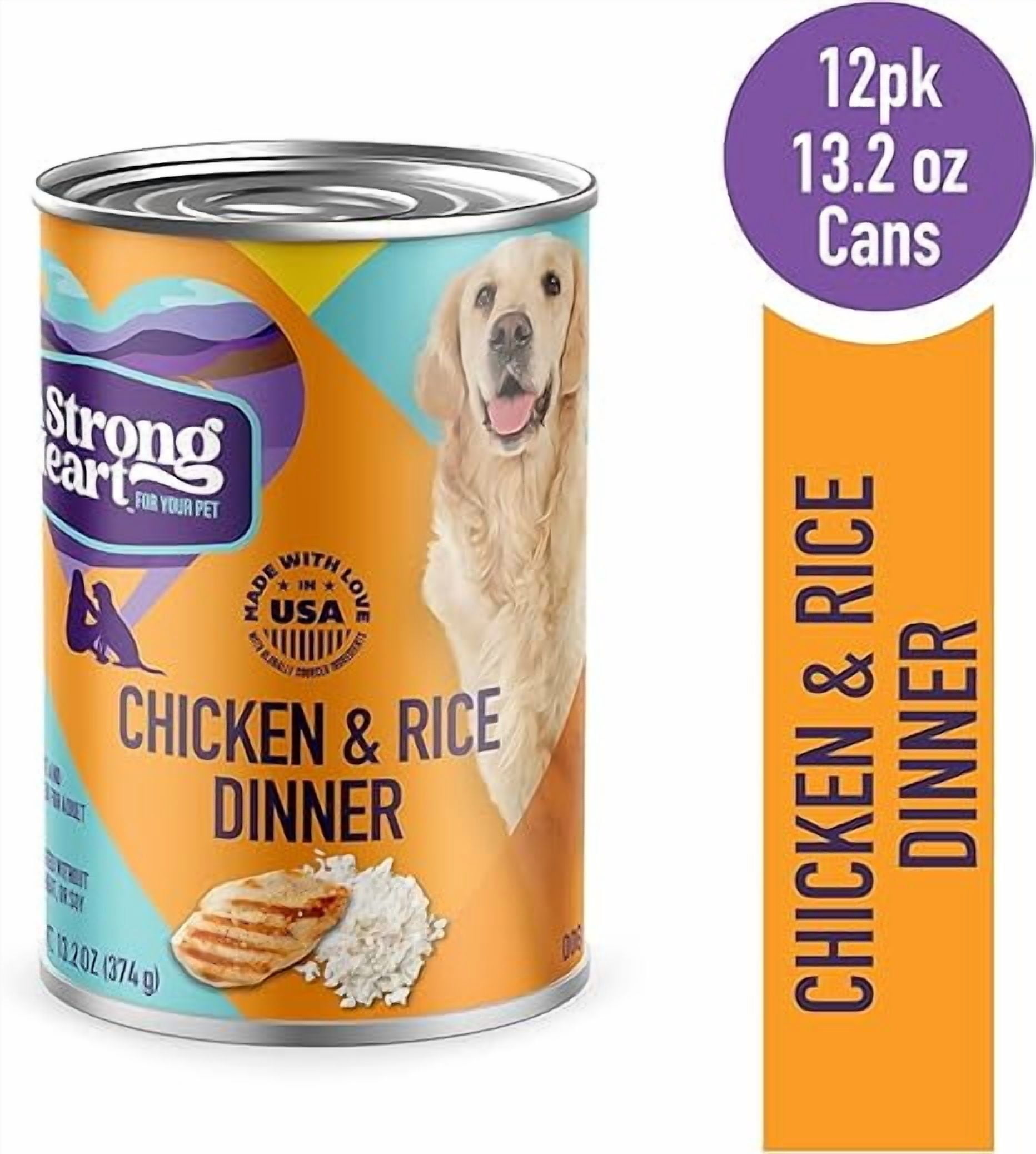 A Strong Heart Wet Dog Food, Chicken & Rice Dinner, 13.2 oz ct 12