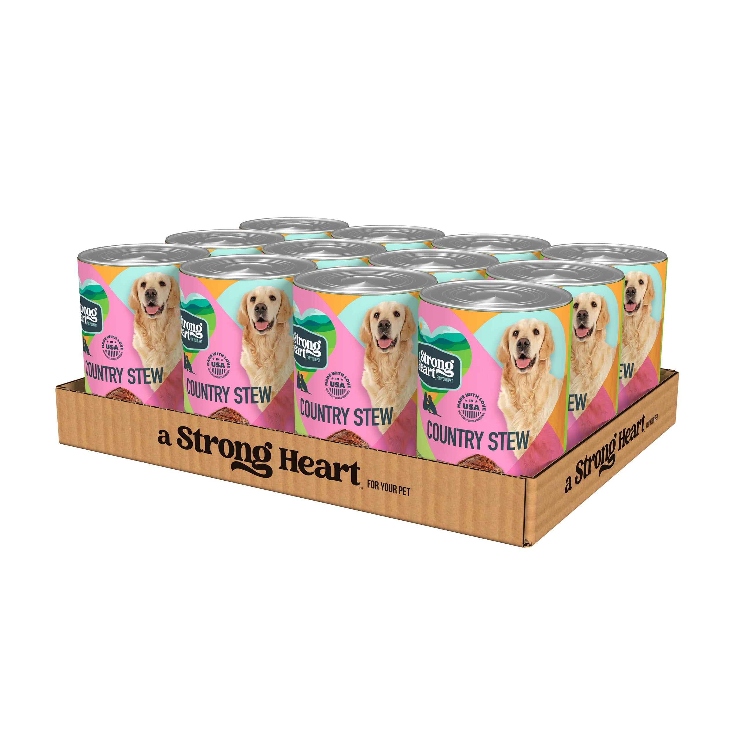 A Strong Heart Wet Dog Food Country Stew 22 oz Cans Pack of 12 Made in The USA with Real Beef Carrots Peas C28 Walmart