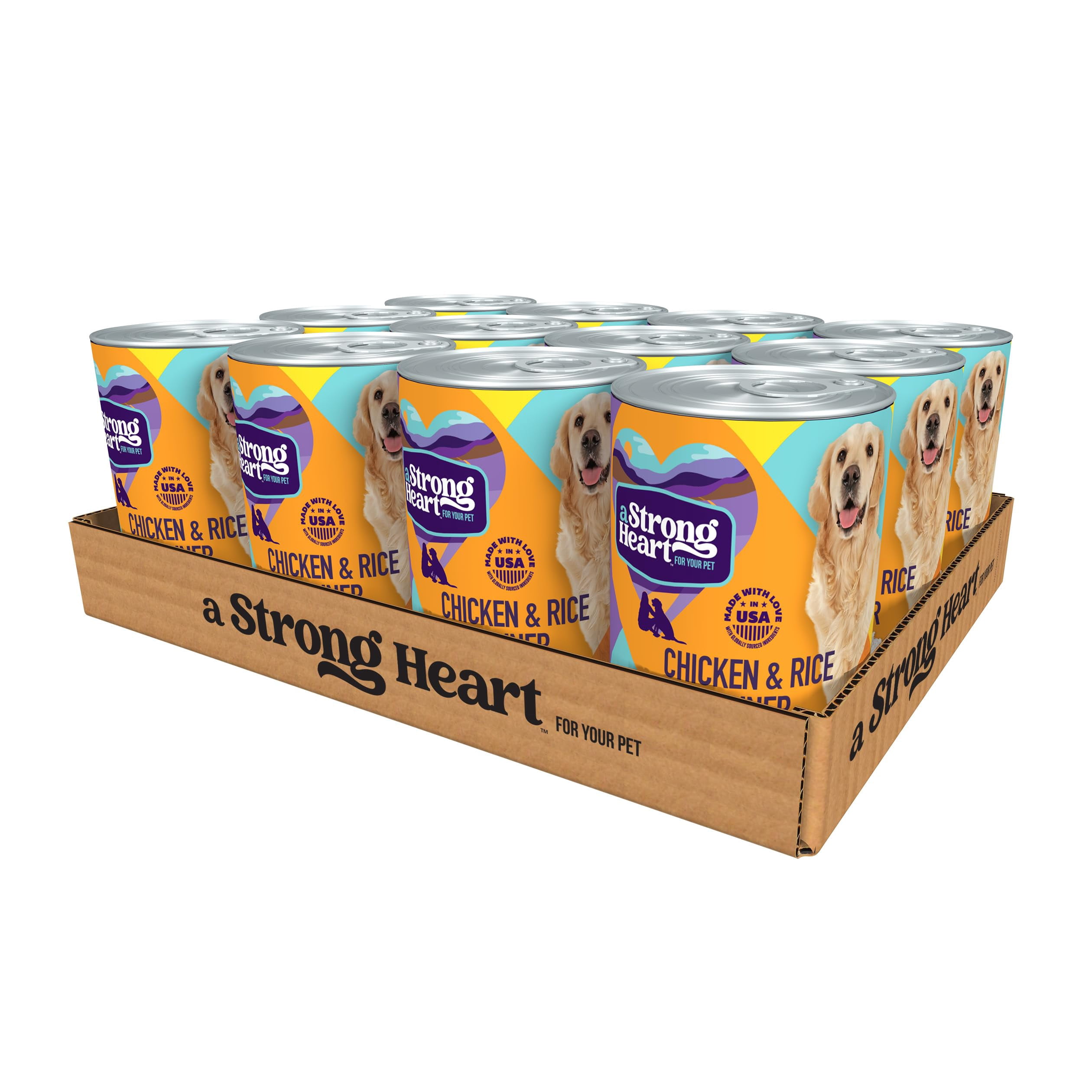 A Strong Heart Wet STF9 Dog Food, Chicken & Rice Dinner 13.2 oz Cans