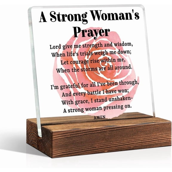 A Strong Woman's Prayer Office Decor Sign, Faith Quote Plaques, Christian Prayer Gifts for Women, Mother Birthday Gifts, Retirement Promotion Present