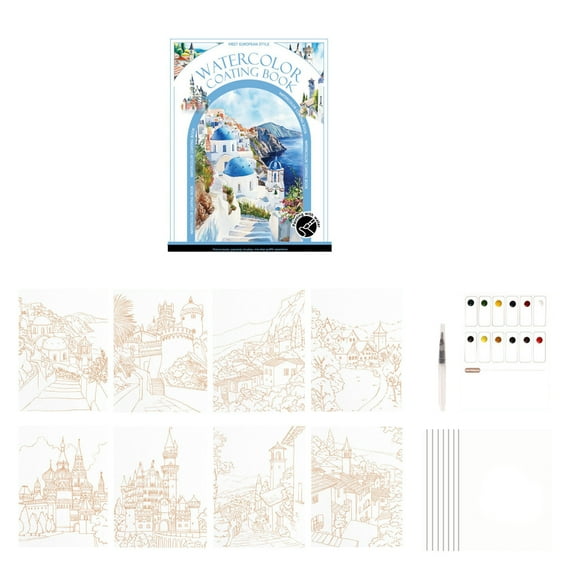 A Style A Portable Watercolor Painting Book With Built In Paint And Outline Drawings For Artists And Beginners Complete Set With Pen And Color Card
