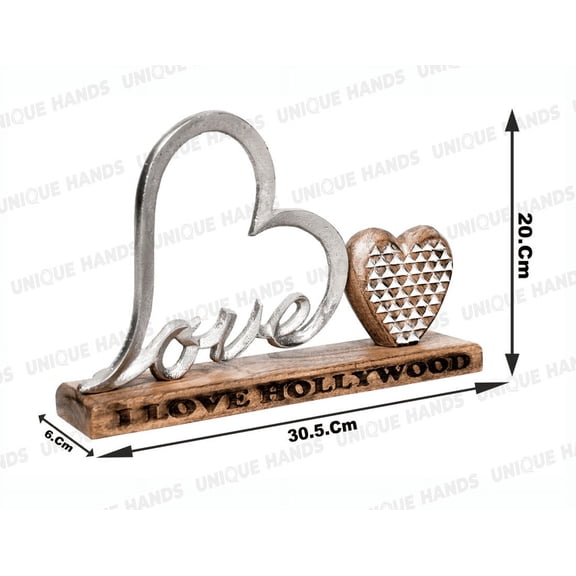 A Stylish Aluminum “LOVE” Word Designed & “I LOVE HOLLYWOOD” Laser Engraved Free Standing Interior Table Top Decorative Item Gift