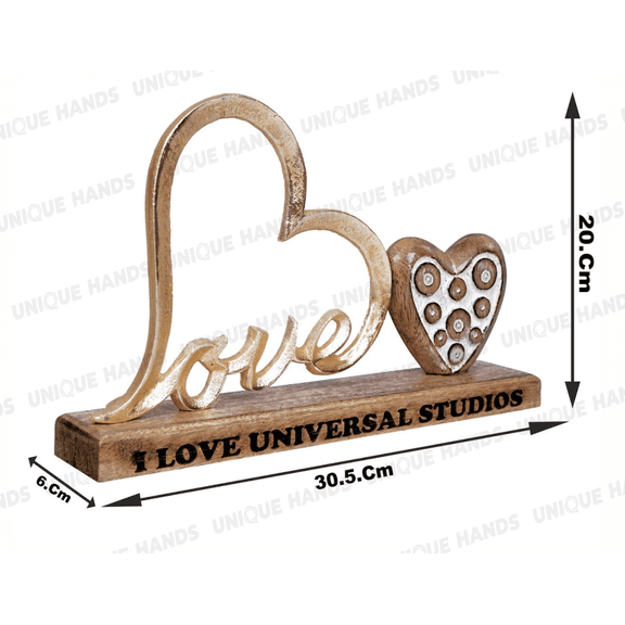 A Stylish Aluminum “LOVE” Word Designed & “I LOVE UNIVERSAL STUDIOS ” Laser Engraved Free Standing Interior Table Top Decorative Item Gift