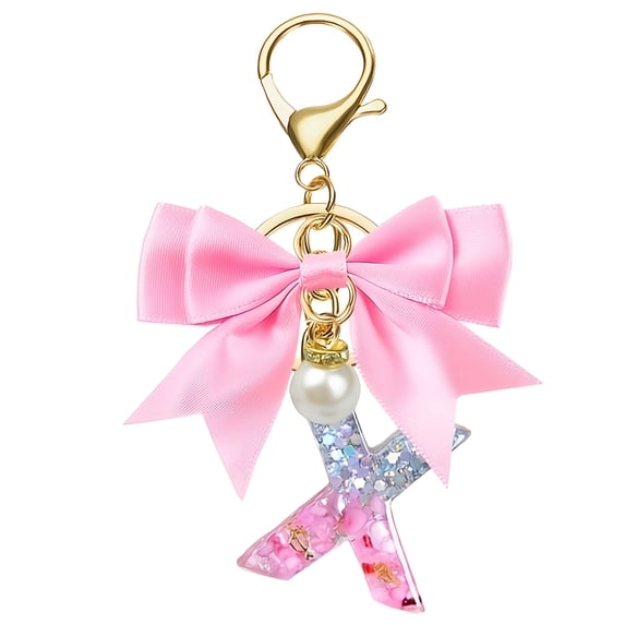 A Stylish Resin Letter Keychain Featuring a Bow And Pearl, Perfect for ...