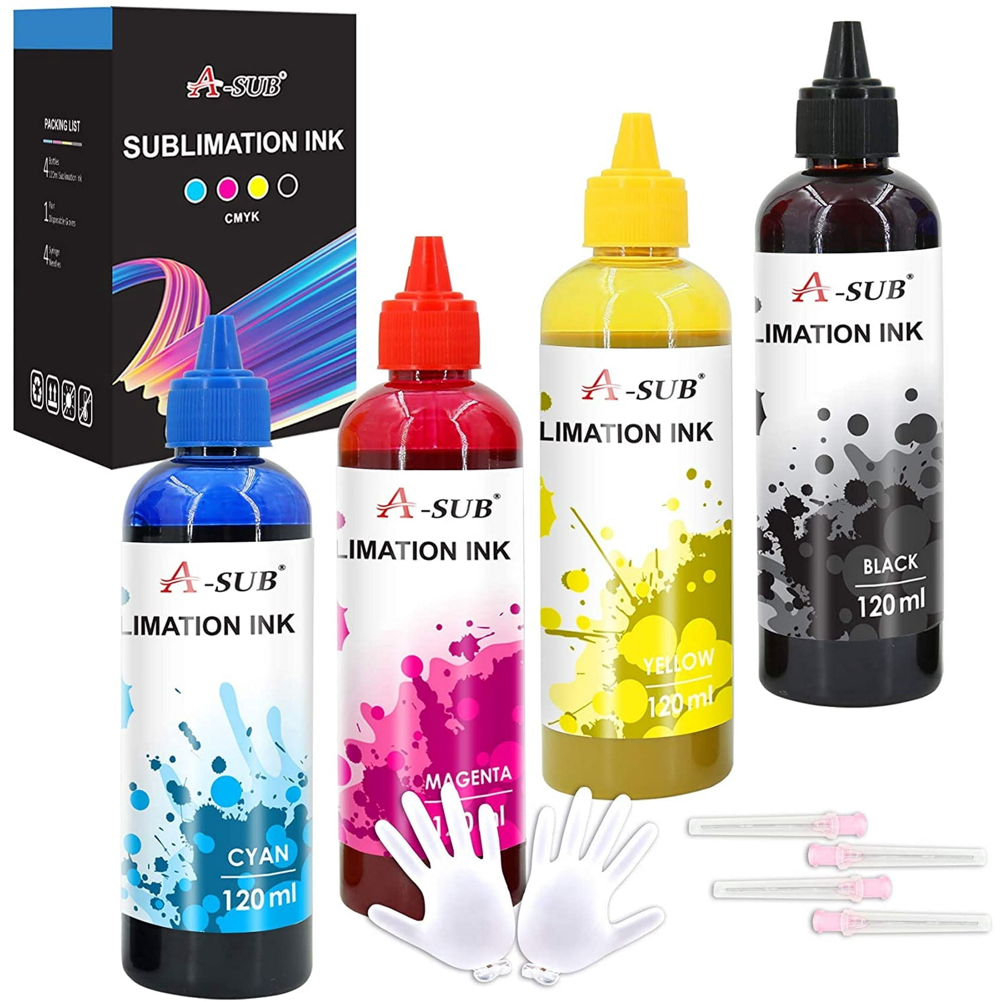 A-Sub Sublimation Ink for All Inkjet Sublimation Printers 480ML for Epson WF-7720 7710 XP-4100 XP-4105 ET-2400 2800 2803 2850 2720 2760 2650 2750 C88 C88+