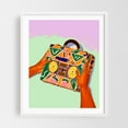 thumbnail image 1 of A Suitcase Full of Memories - India Illustration Pop Art Music Retro Modern Art Geometric Vintage White Framed Wall Art Print 11 x 14 inches, 1 of 3