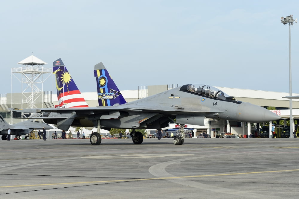A Sukhoi Su-30 of the Royal Malaysian Air Force taxiing Canvas Art - Remo GuidiStocktrek Images (35 x 23)