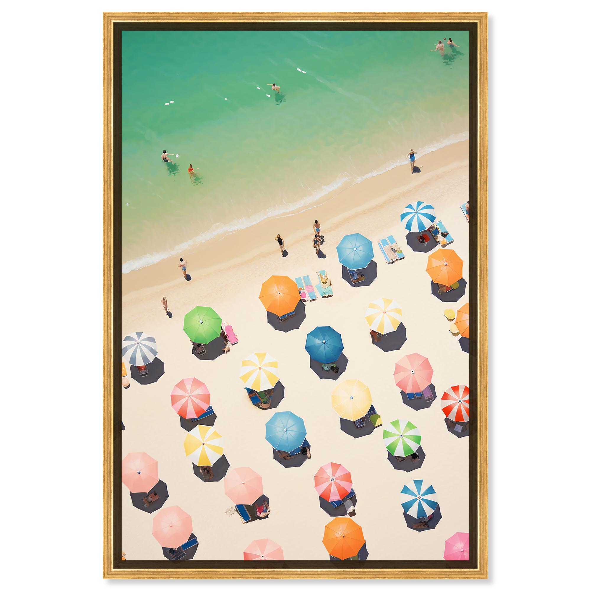 A Summer Day Canvas Modern Beach Wall Art by Art Remedy, Gold Frame, 20 ...