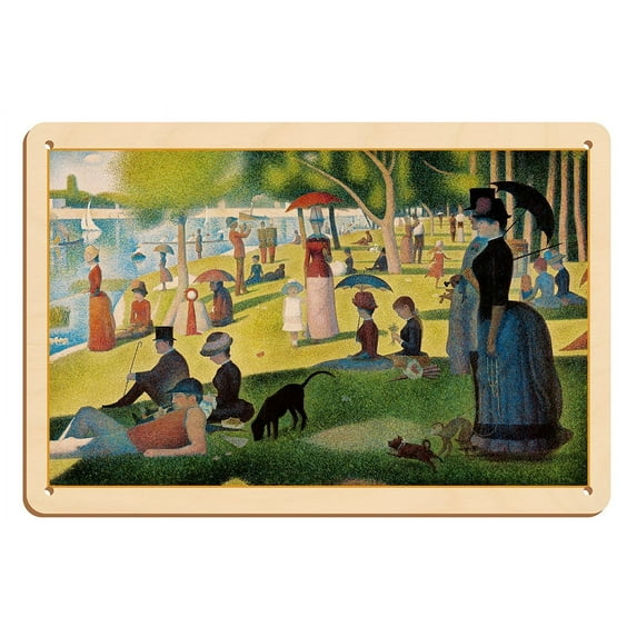 A Sunday Afternoon On La Grande Jatte by Georges Seurat c.1884 - 8 x 12 inch Vintage Wood Art Sign