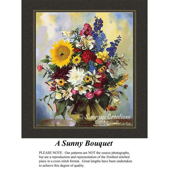 A Sunny Bouquet, Flowers Cross Stitch Pattern (Pattern Only, You Provide the Floss and Fabric)
