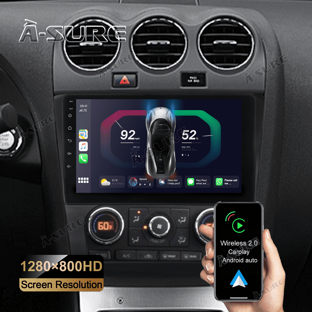 2GB+32GB Android 12, 9'' Carplay Stereo for Nissan Altima IV L32 2007 ...