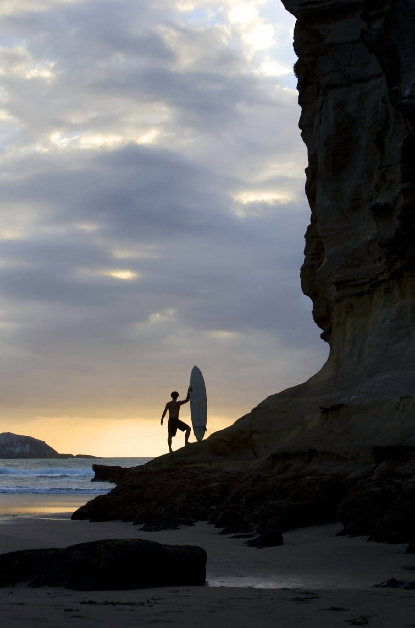 A Surfer On Muriwai Beach New Zealand Canvas Art - Deddeda Design Pics (11 x 17)