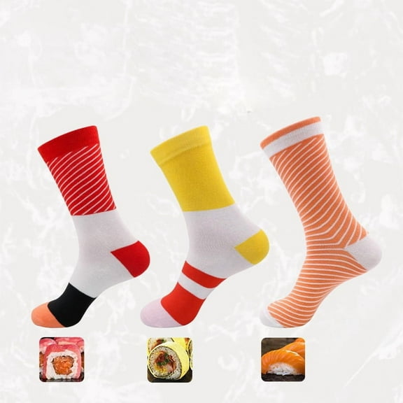 A Sushi Salmon Socks High Socks Box Set Spring And Summer Export Long Socks 3 Pairs Cloth Material