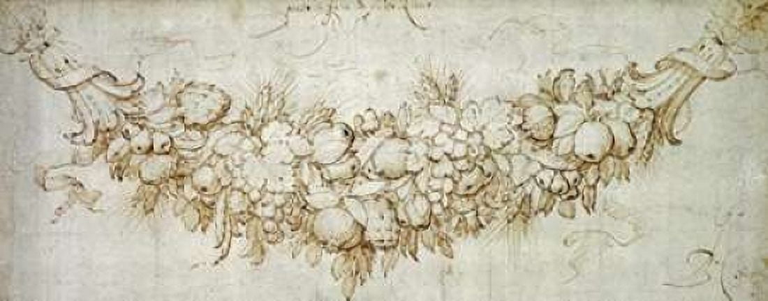 A Swag of Harvest Fruit Canvas Art - Peter Paul Reubens (24 x 48)