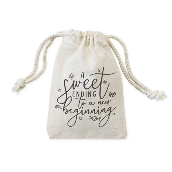 A Sweet Ending to a New Beginning Cotton Canvas Wedding Favor Bags, 6-Pack