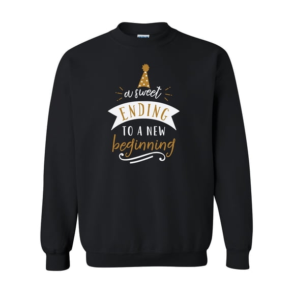 A Sweet Ending to a New Beginning Happy New Year Festive Unisex Adult Crewneck Sweatshirt-Black-small