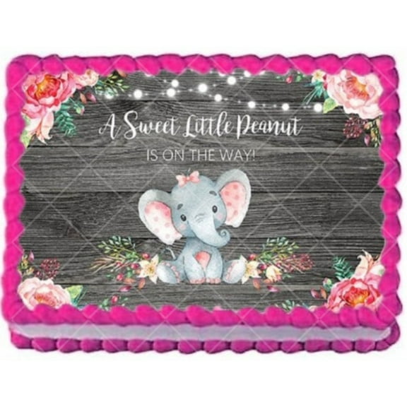 A Sweet Little Peanut Is On The Way Elephant Baby Shower Cake Topper, by ToriBellas Designs