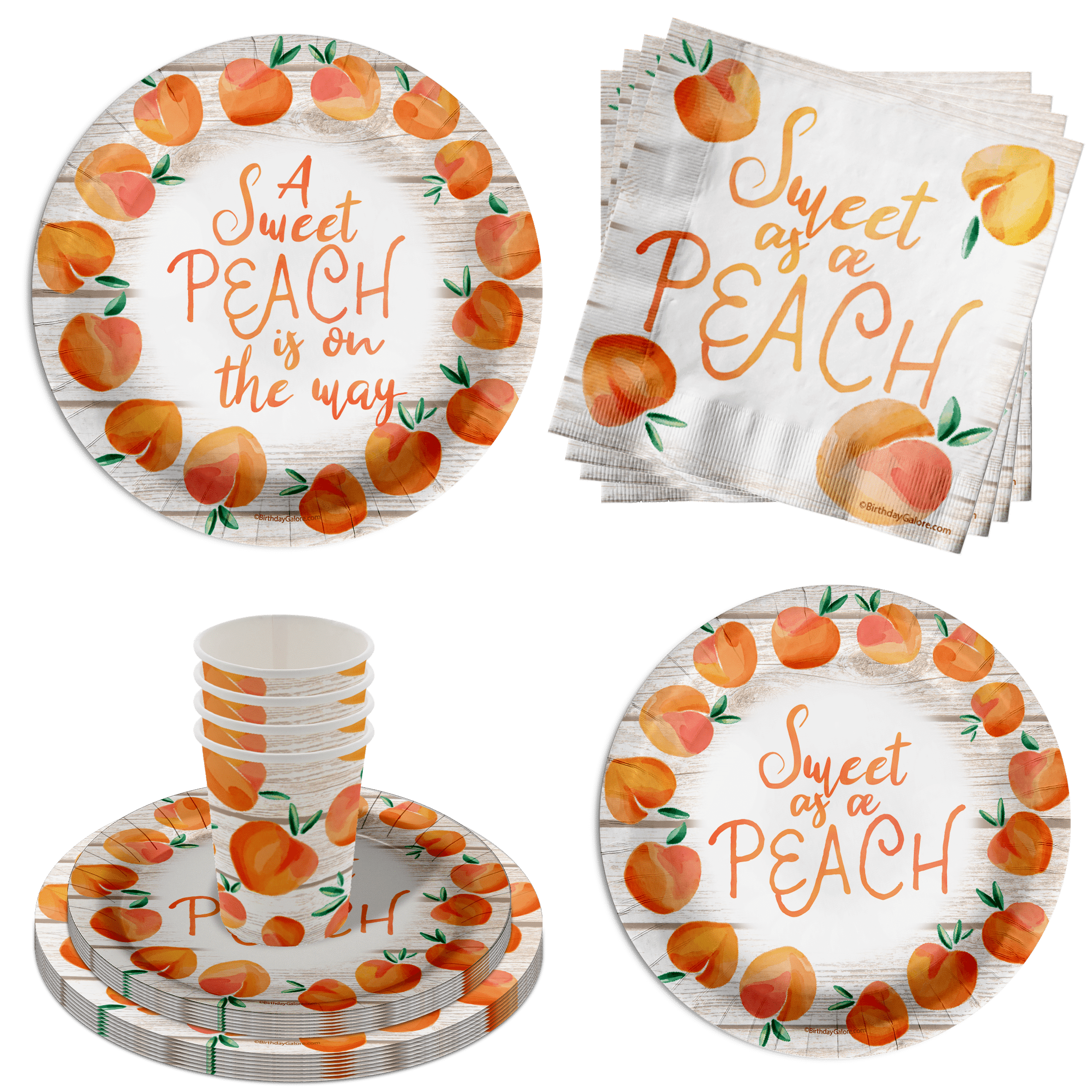 A Sweet Peach is on the Way Baby Shower Party Supplies 64 Piece