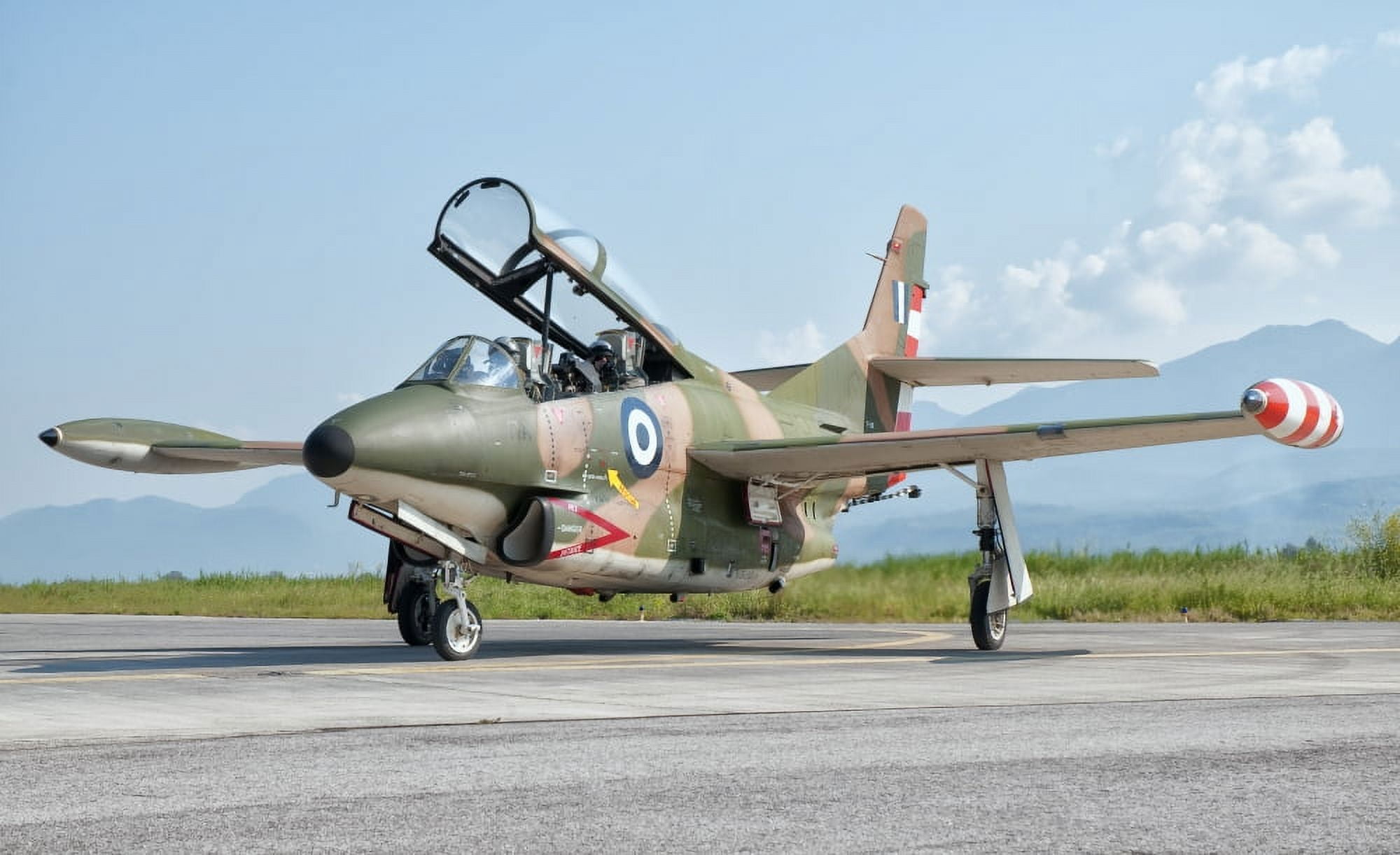 A T-2 Buckeye of the Hellenic Air Force at Kalamata Air Base Greece Canvas Art - Giovanni CollaStocktrek Images (36 x 22)