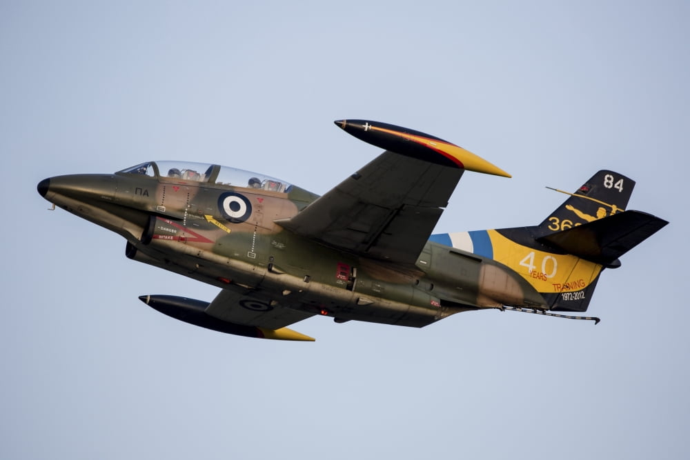 A T-2E Buckeye trainer aircraft in Hellenic Air Force 40th anniversary markings Canvas Art - Timm ZiegenthalerStocktrek Images (17 x 12)