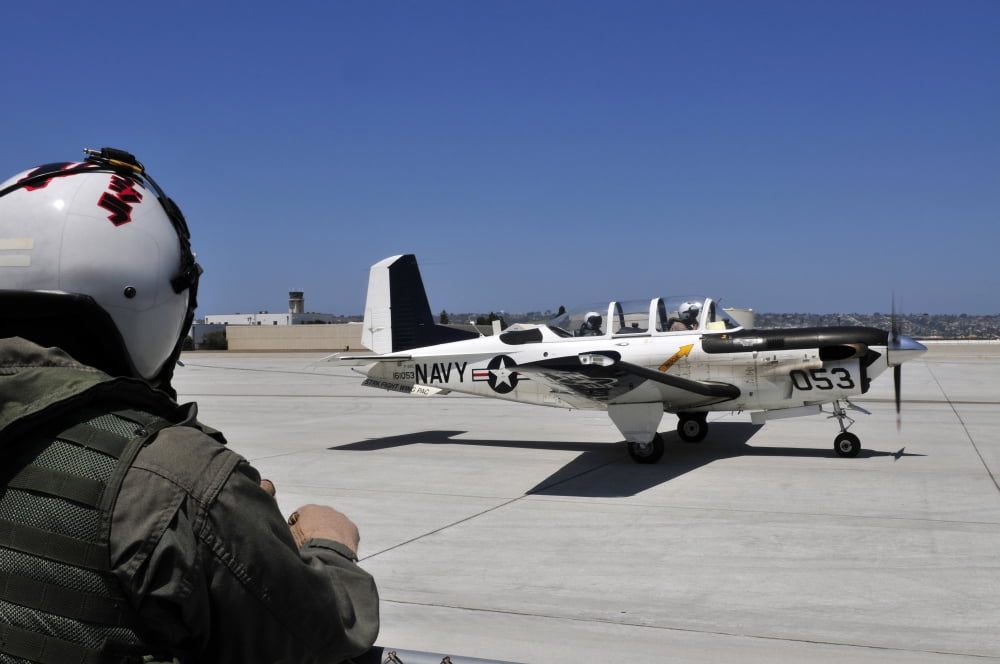 A T-35C training aircraft prepars for takeoff Canvas Art - Stocktrek Images (35 x 23)
