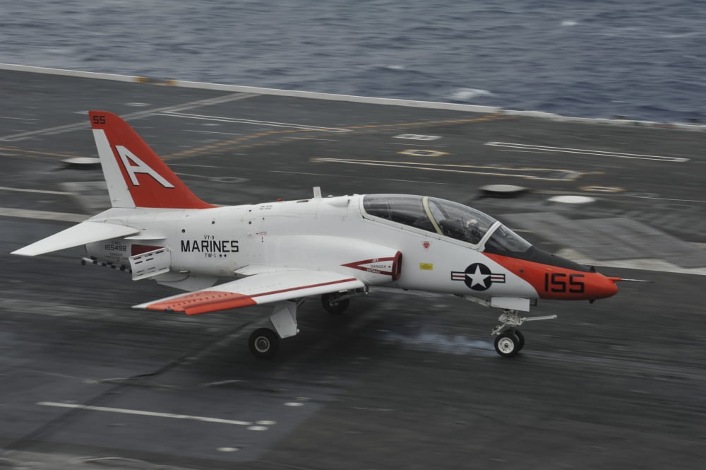 A T-45C Goshawk lands aboard USS George HW Bush Canvas Art - Stocktrek Images (35 x 23)