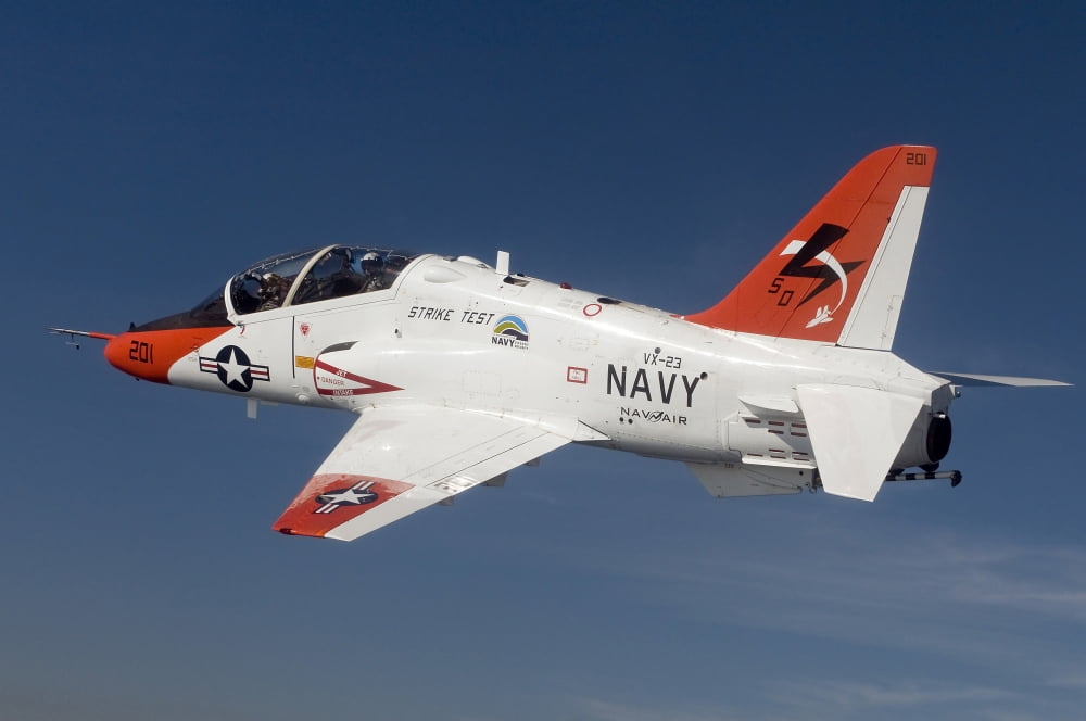 A T-45C Goshawk training aircraft conducts a test flight using a biofuel blend Canvas Art - Stocktrek Images (35 x 23)