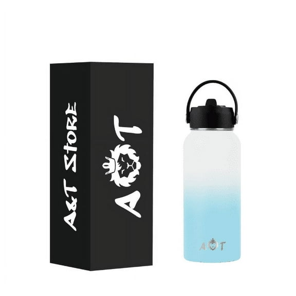 A&T Stainless Steel Water Bottle 32 OZ with Straw Lid