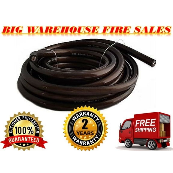 A TERMINAL 50 FEET 0 GAUGE BLACK POWER / GROUND WIRE CABLE 1/0 GAUGE CAR AUDIO