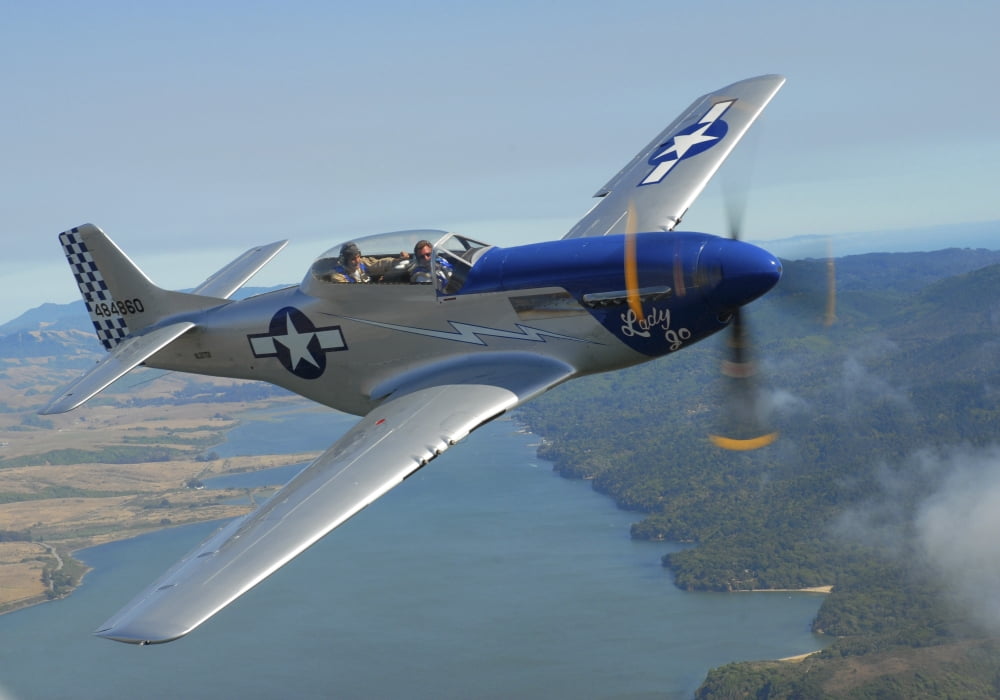 A TF-51 Mustang in flight near Santa Rosa California Canvas Art - Phil WallickStocktrek Images (17 x 12)