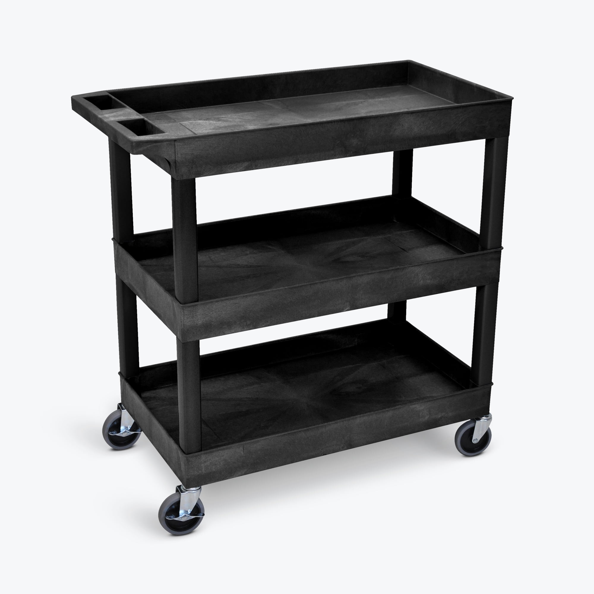 Black High-Capacity 3-Shelf Tub Storage Cart