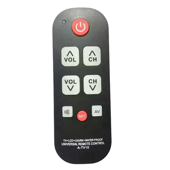 A-TV10 TV Remote for Seniors Universal Controller Simple Waterproof Remote Control with LED Light for All TV Models