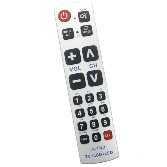A-TV2 Big Button Universal TV Remote, No Program Needed Put Battery to Work for LG Vizio Sharp Zenith Panasonic Philips RCA