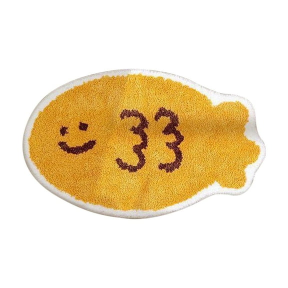 A Taiyaki Fish Shaped Faux Wool Bath Mat Absorbent And Non Slip For Bathroom 23X15 Inches Cute Home Decor