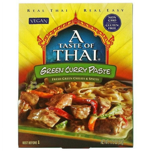 A Taste Of Thai, Green Curry Paste, 1.75 oz (50 g) Pack of 3