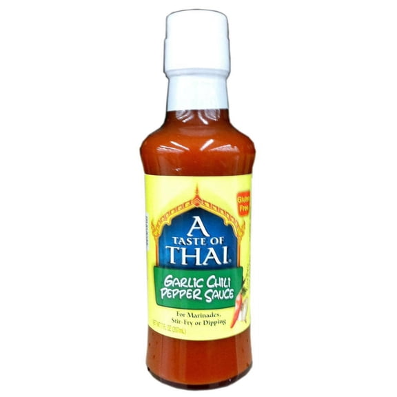 A Taste of Thai Garlic Chili Pepper Sauce (Pack of 2) 7 fl oz Bottle - Sriracha Sauce for Chicken, Dumpling, Pizza etc.