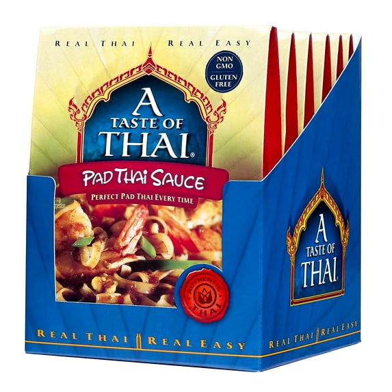 A Taste of Thai Pad Thai Sauce - 3.25oz Pack of 6 Ready-to-Use Mix | Flavored with Classic Thai Spices | Use for Noodles Marinade Dips Salad Dressing Stir-fry & More | Non-GMO | Gluten-free