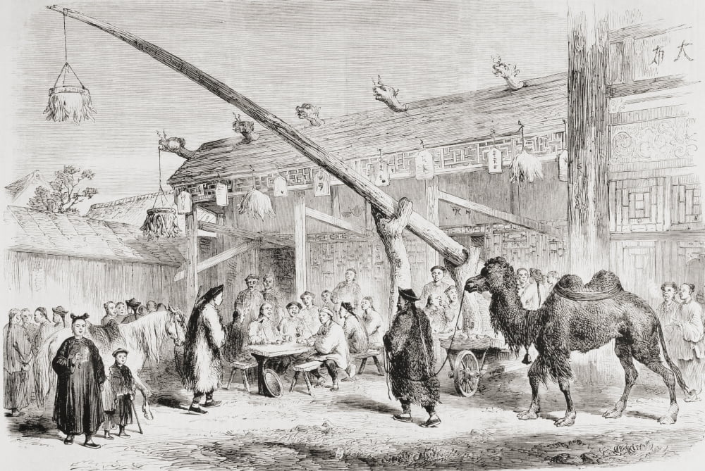 A Tea House In Peking China In The Mid 19Th Century From Lunivers Illustre Published 1866 Canvas Art - Ken Welsh Design Pics (19 x 12)