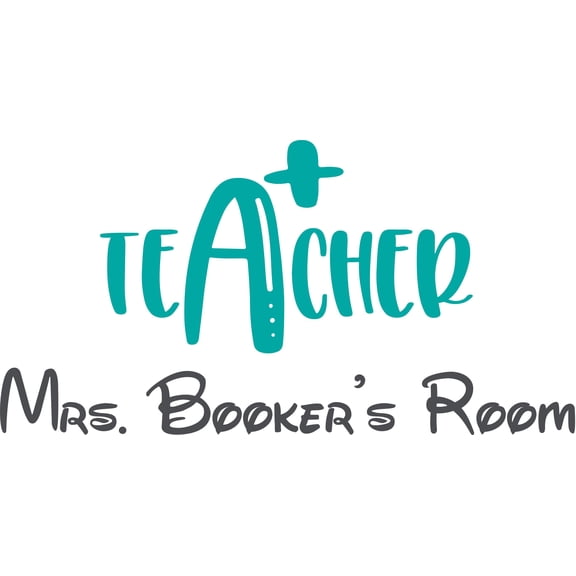 A+ Teacher Classroom Education Personalized Wall Decal for Teachers Custom Vinyl Wall Art Personalized Name - Baby Girls Boys Kids Nursery Daycare Decor Wall Stickers Decorations Size (20x40 inch)