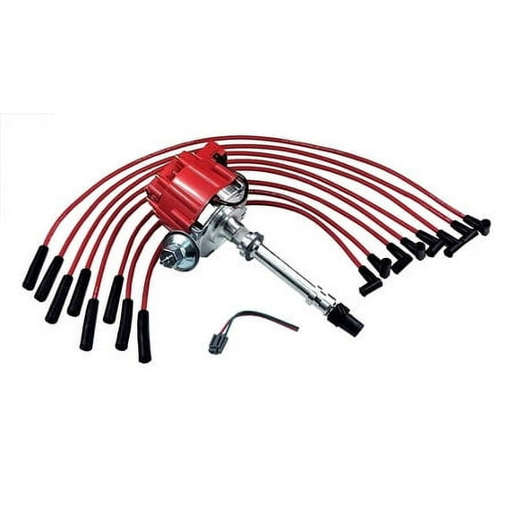 A-Team Performance BBC CHEVY 396 454 502 HEI Distributor + RED 8mm SPARK PLUG WIRES STRAIGHT BOOT