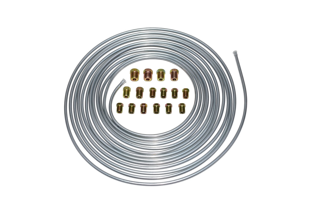 3/16" x 25' Galvanized Steel Brake Line Kit with Fittings