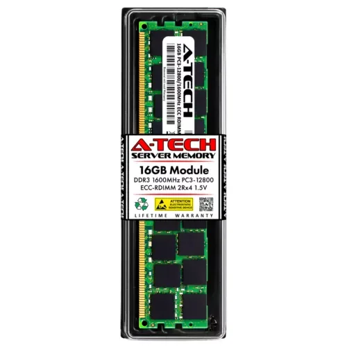 A-Tech 16Gb Ddr3Pc3-12800 1600Mhz 240-Pin Rdimm Server Ram (Ktd-Pe316/16G-Atc)