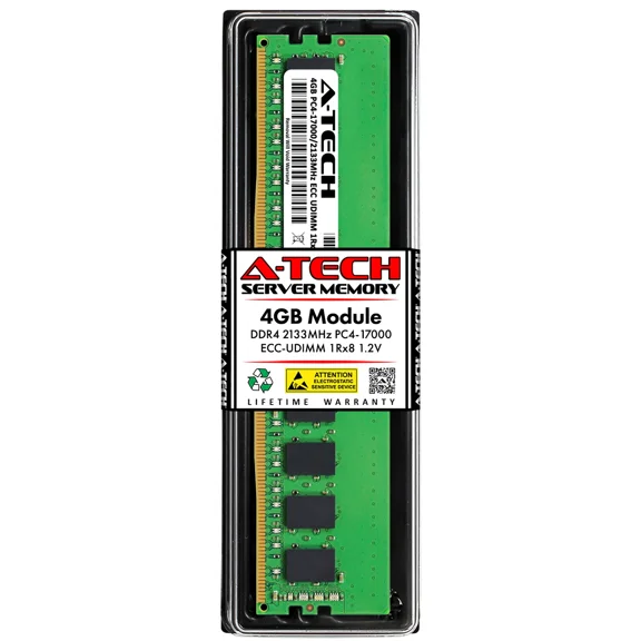A-Tech 4Gb 1Rx8 Pc4-17000E Ecc Udimm Ddr4 2133 Mhz Unbuffered Server Memory Ram