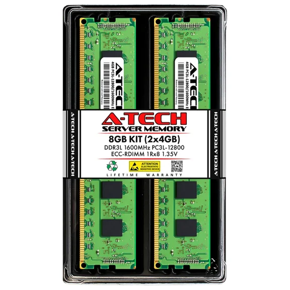 A-Tech 8Gb 2X 4Gb 1Rx8 Pc3-12800R Ddr3 1600 Ecc Rdimm Reg Server Memory Ram Kit